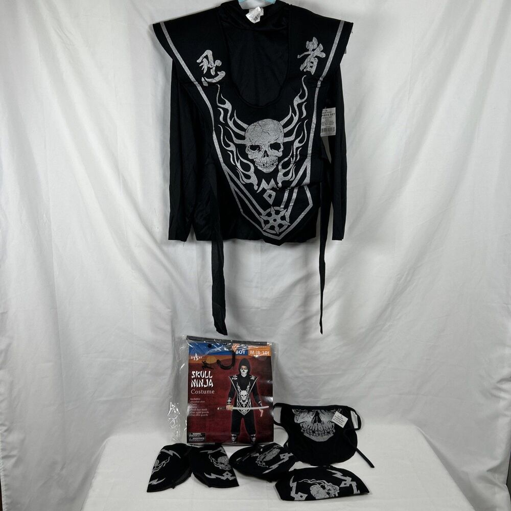 Skull Ninja Halloween Costume Boys Medium 8-10 MISSING PANTS